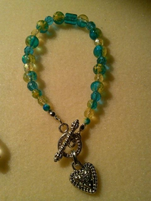 Blue and Yellow with heart clasp